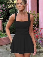 Women's Square Neck Mini Dress Short Party Dresses